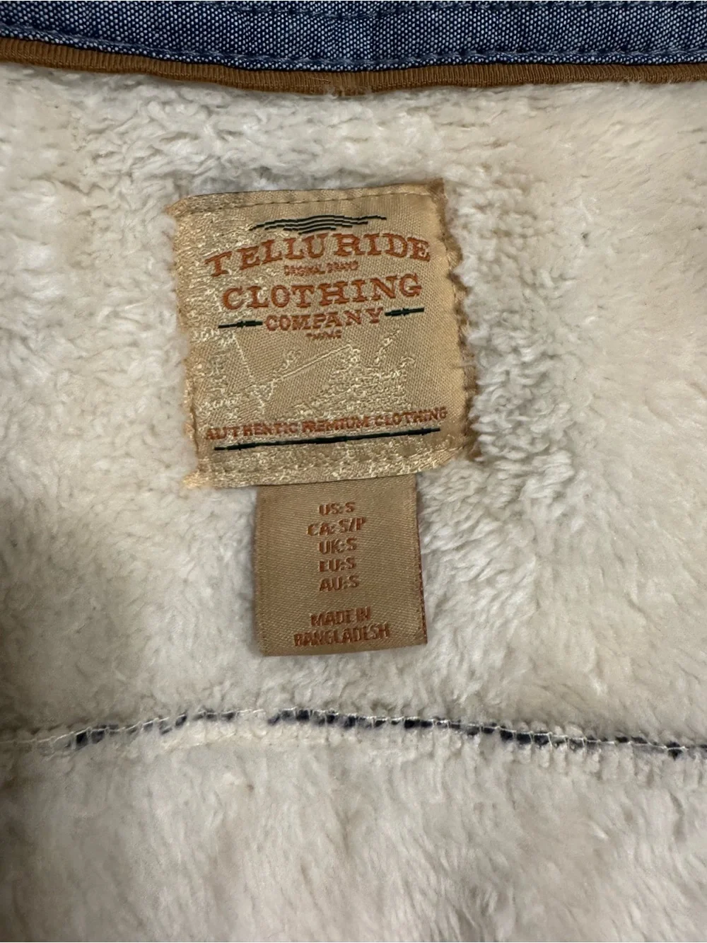 Telluride Clothing Company Sherpa-Lined Jacket - Cream Interior
